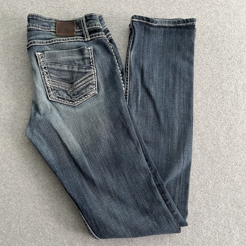 BKE Jeans Stella Straight Women's 30x35.5 Long Blue Slim Fit Low Rise Denim